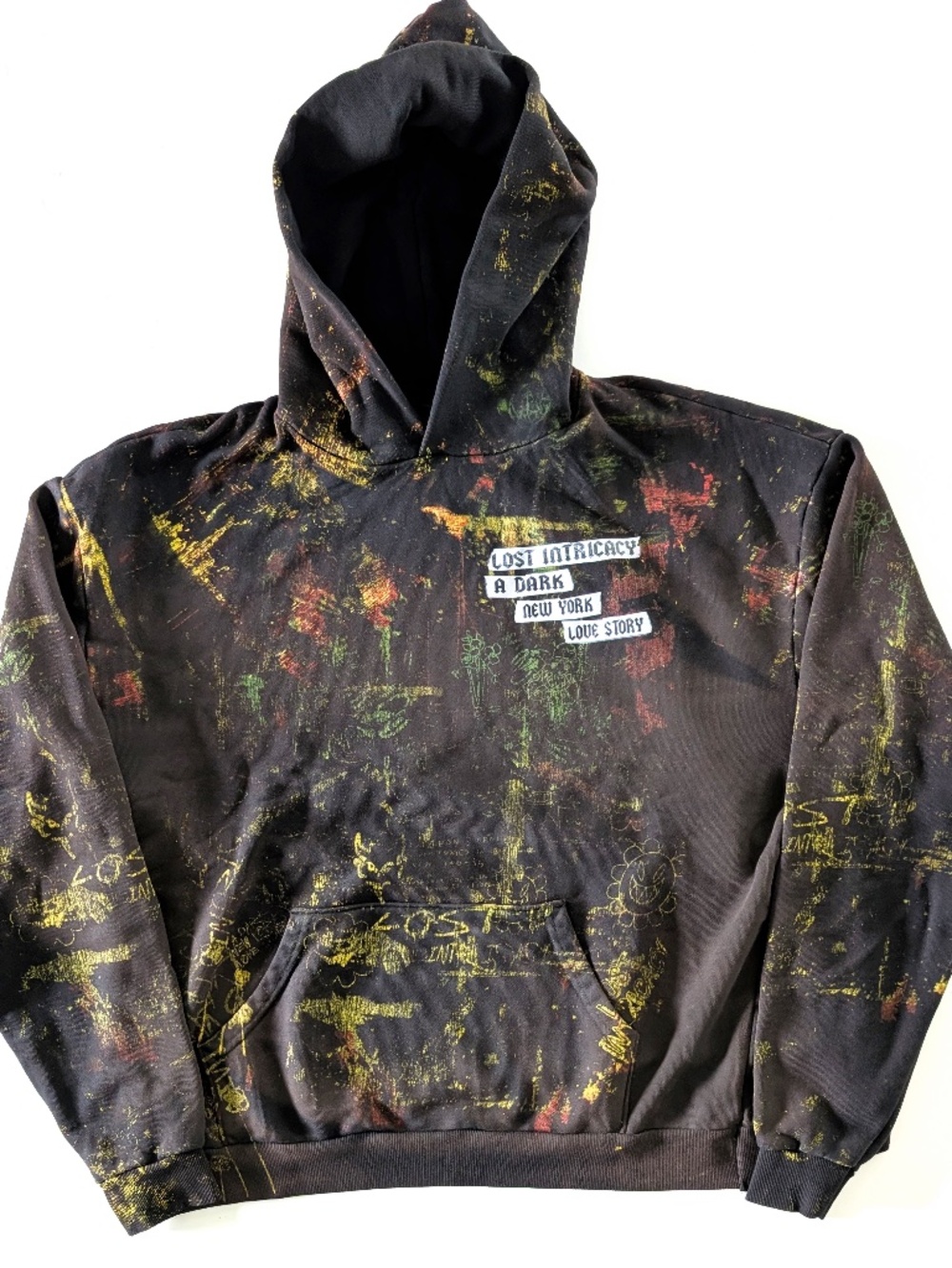 Lost Intricacy Hoodie Dark New York Love Story Decay Wash Graffiti Mens XL NWT